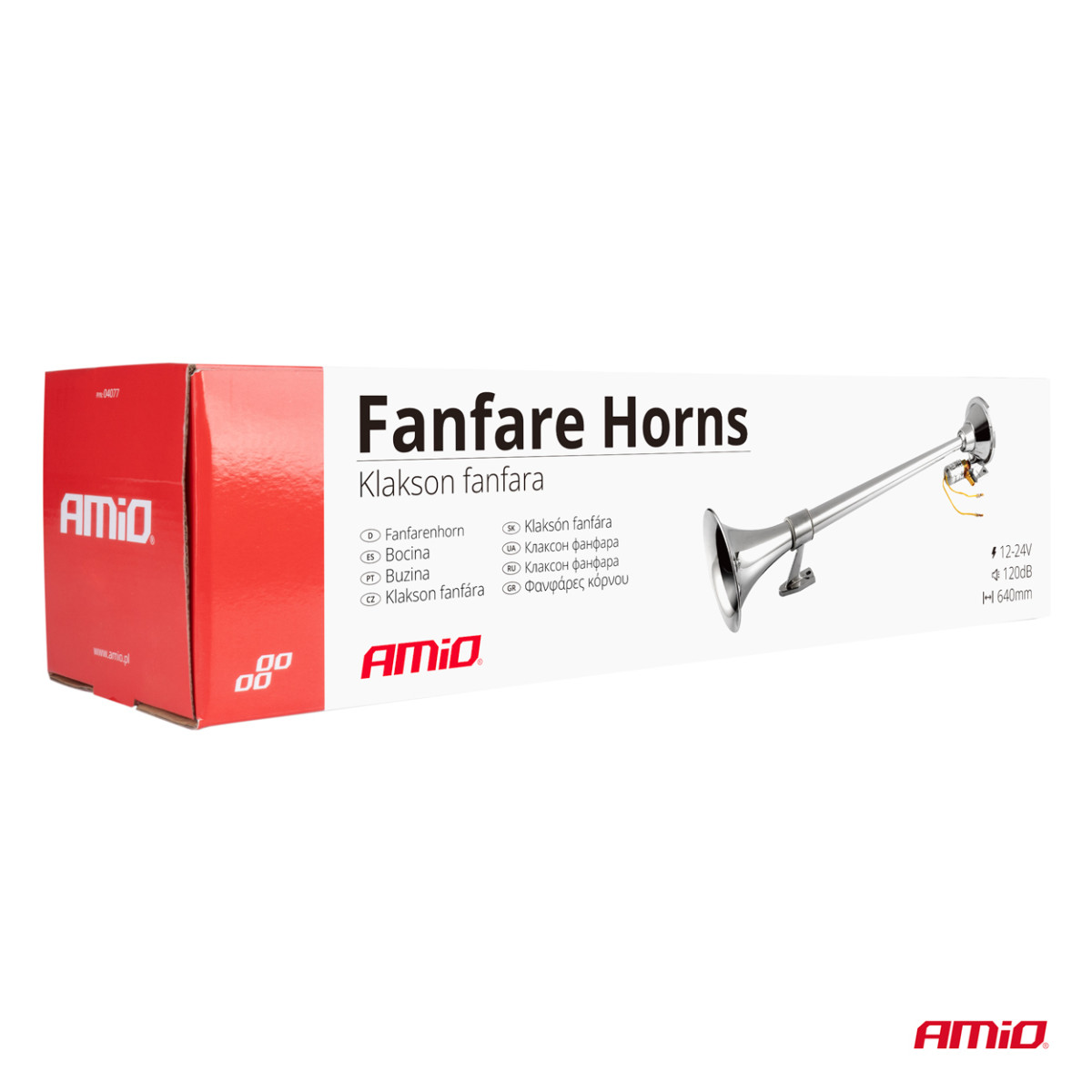 Torvi – kromattu, 640 mm, 150 dB, 12/24V, AMIO-04076