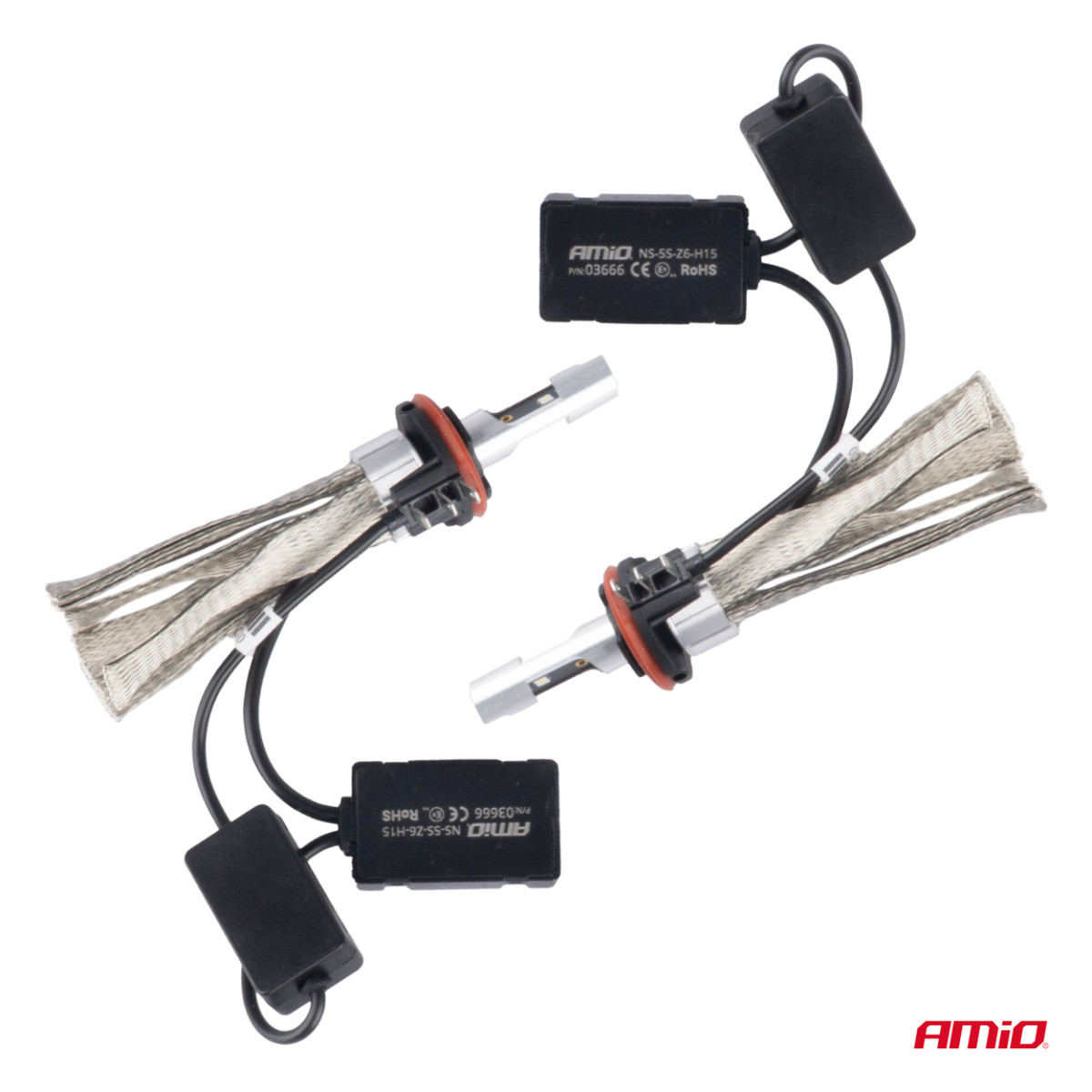 LED-ajovalopolttimot FLEX+ H15 6000K -sarja 12V 24V Canbus, 2 kpl. AMIO-03666