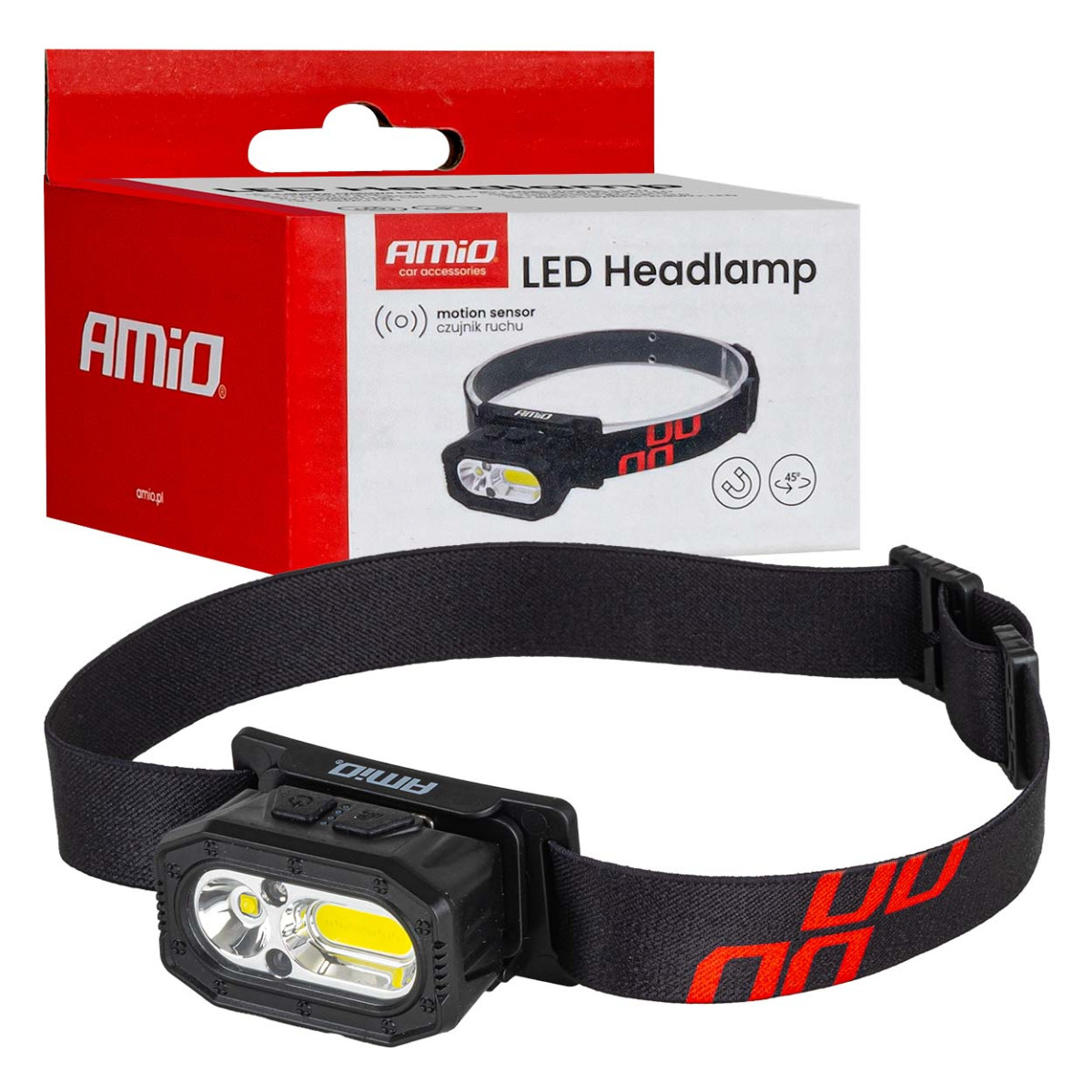 Ladattava LED-otsalamppu XPG+COB 1000mAh AMIO-04663