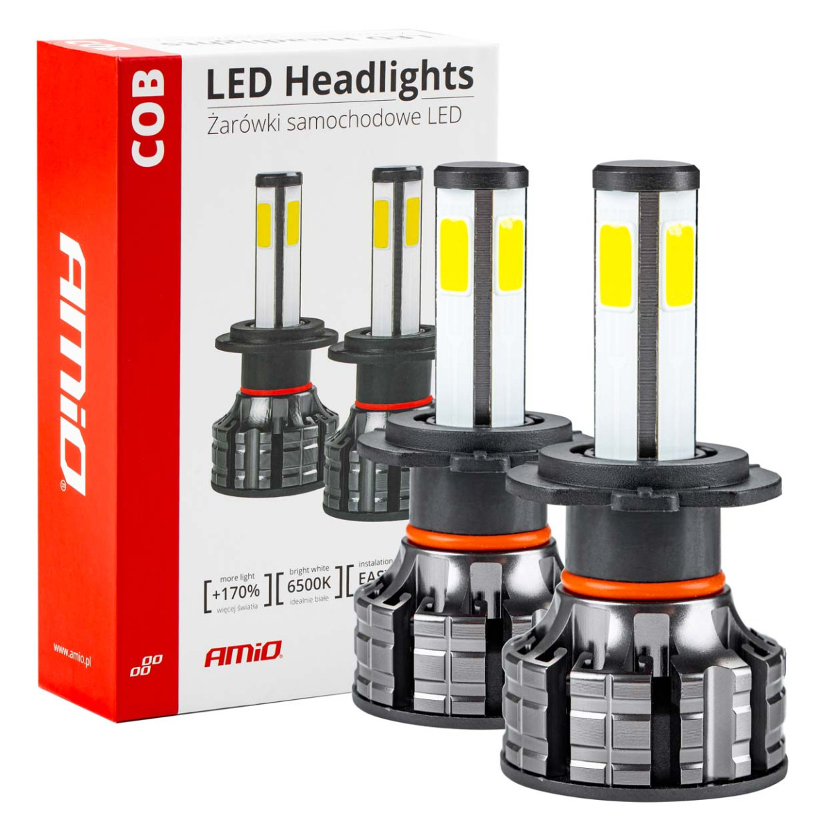 LED-ajovalon polttimot COB-sarja H7 AMiO-02844