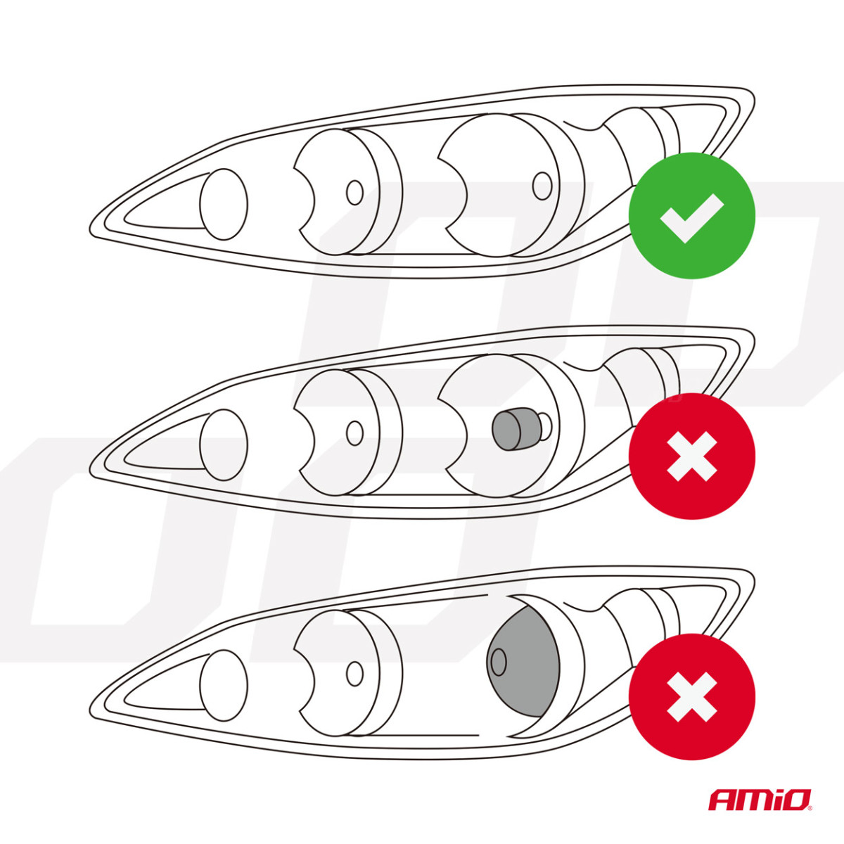 LED-ajovalojen polttimot FLEX+ -sarjan H7-linssi AMiO-03660