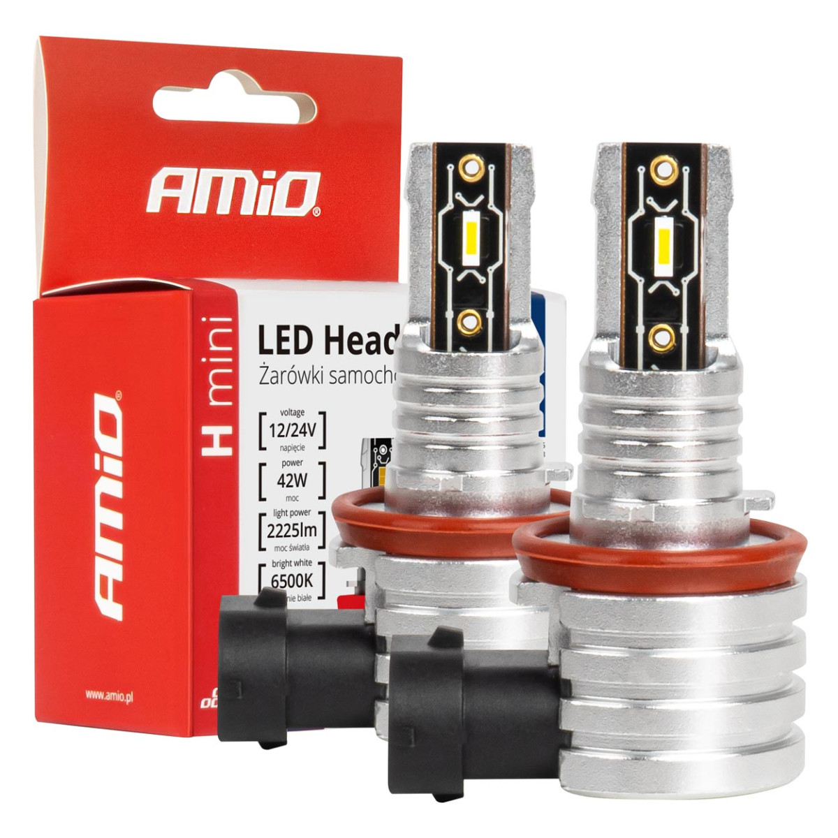 LED-ajovalon polttimot H-mini-sarja H8/H9/H11/H16 AMiO-03333