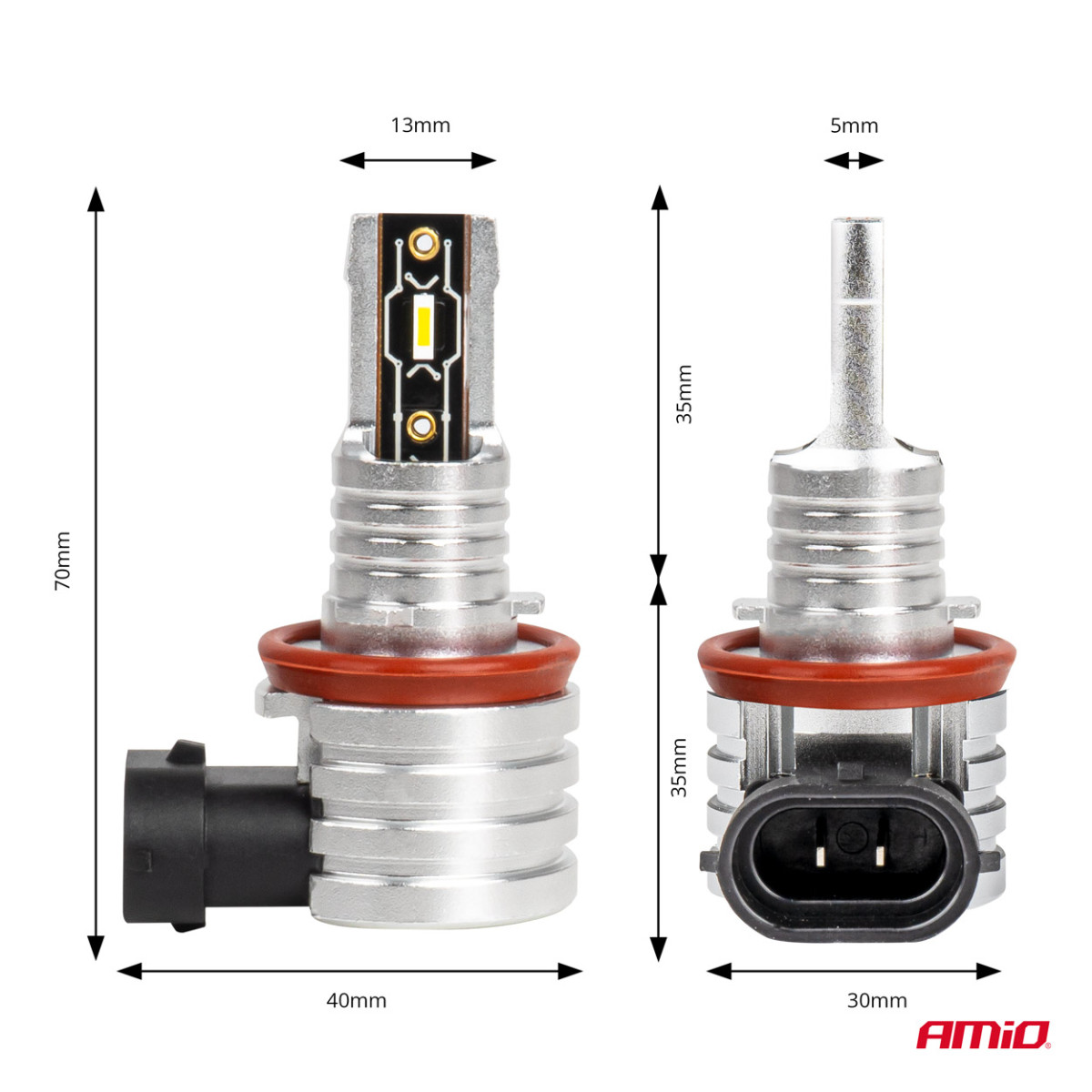 LED-ajovalon polttimot H-mini-sarja H8/H9/H11/H16 AMiO-03333