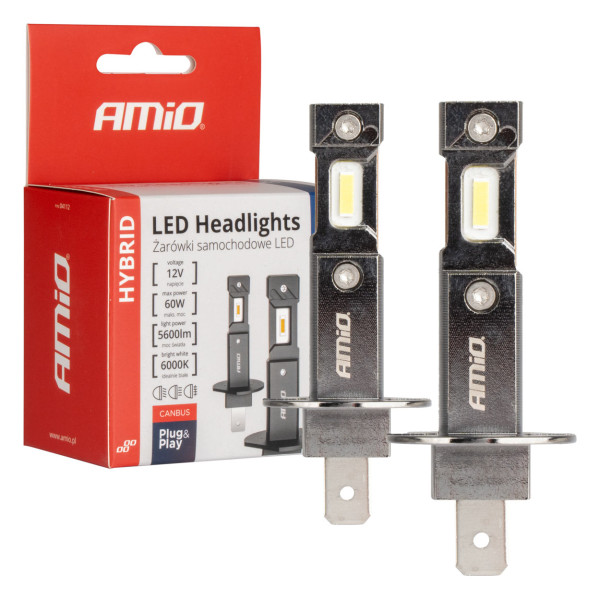 LED-ajovalopolttimot Hybrid H1 6000K Canbus 60W AMIO-04112
