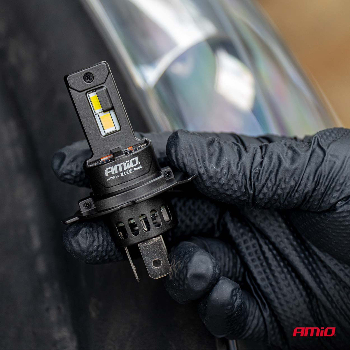 LED-ajovalopolttimot F25 PRO MUSTA TÄYSIN CANBUS H4 H19 70W 12V 24V AMIO-04719