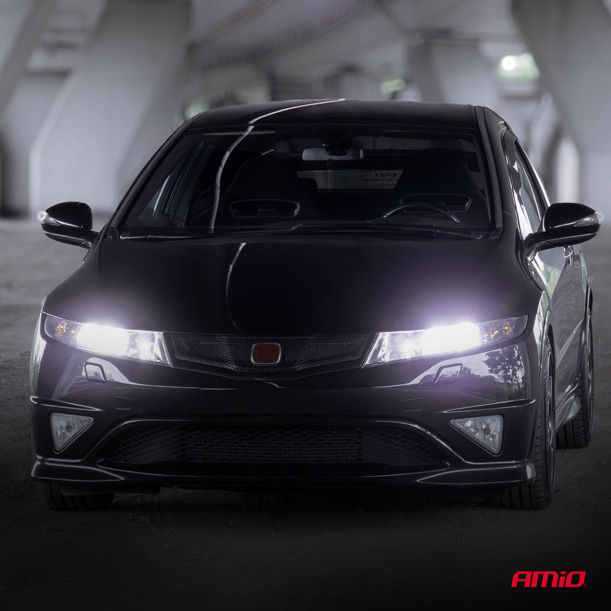 LED-ajovalon polttimot F25 PRO MUSTA TÄYSIN CANBUS H8 H9 H11 H16 68W 12V 24V AMIO-04721