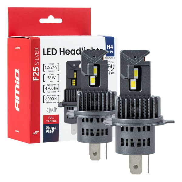 LED-ajovalon polttimot F25 HOPEA TÄYSIN CANBUS H4/H19 54/58W 12V 24V AMIO-04703