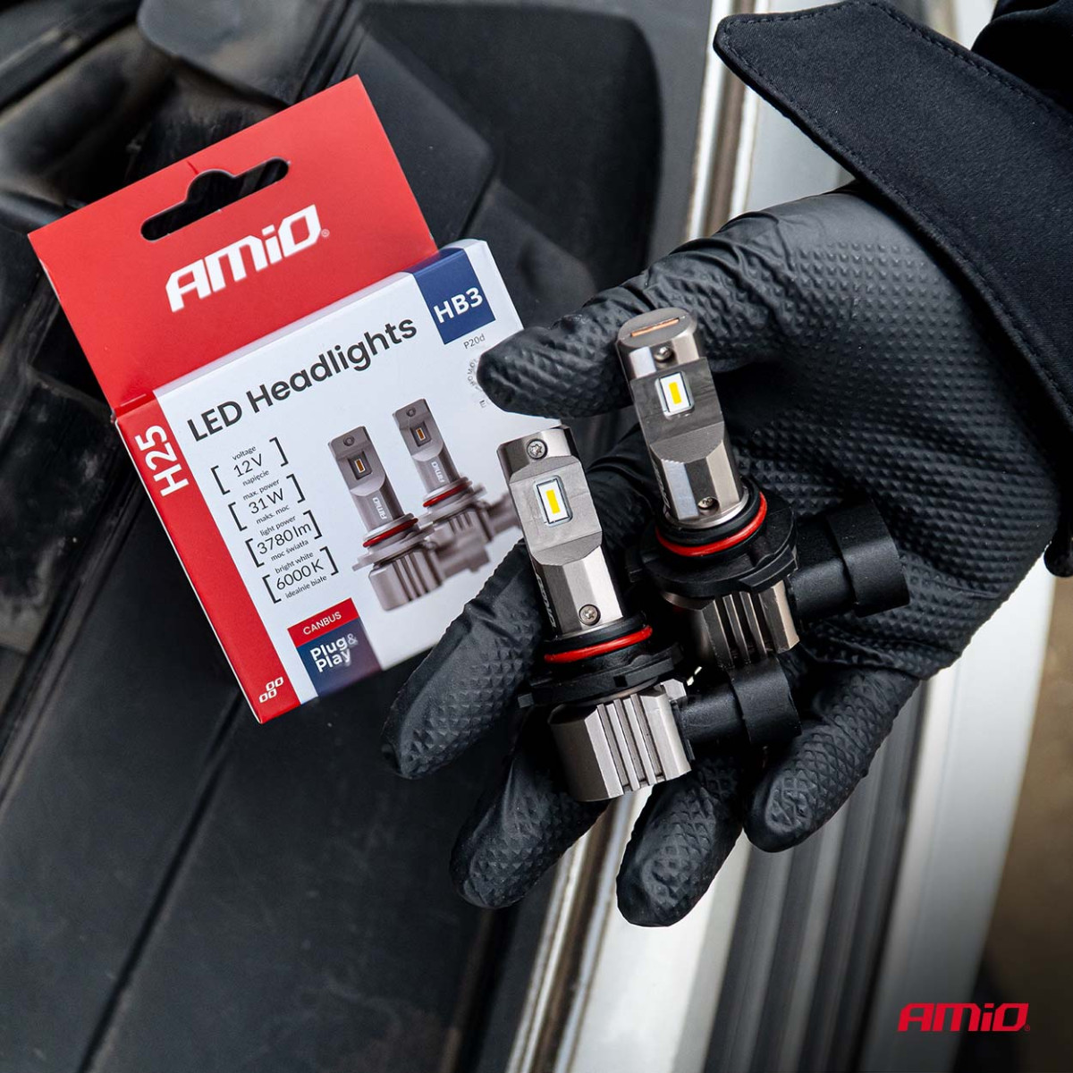 LED-ajovalopolttimot H25 CANBUS HB3 9005 12V 31W, AMIO-04714