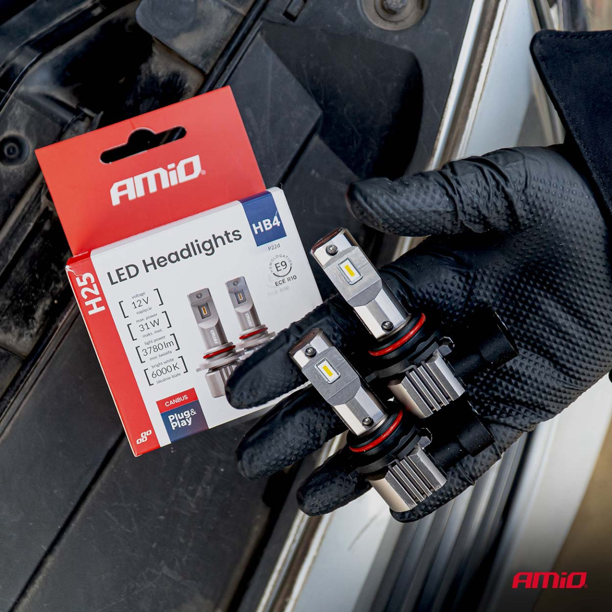 LED-ajovalopolttimot sarja H25 CANBUS HB4 9006 12V 31W, AMIO-04715