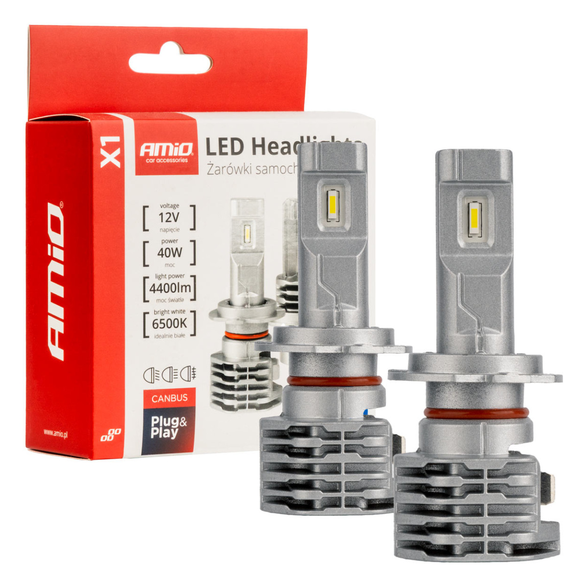 LED-ajovalon polttimot X1-sarja H7 AMiO-02966