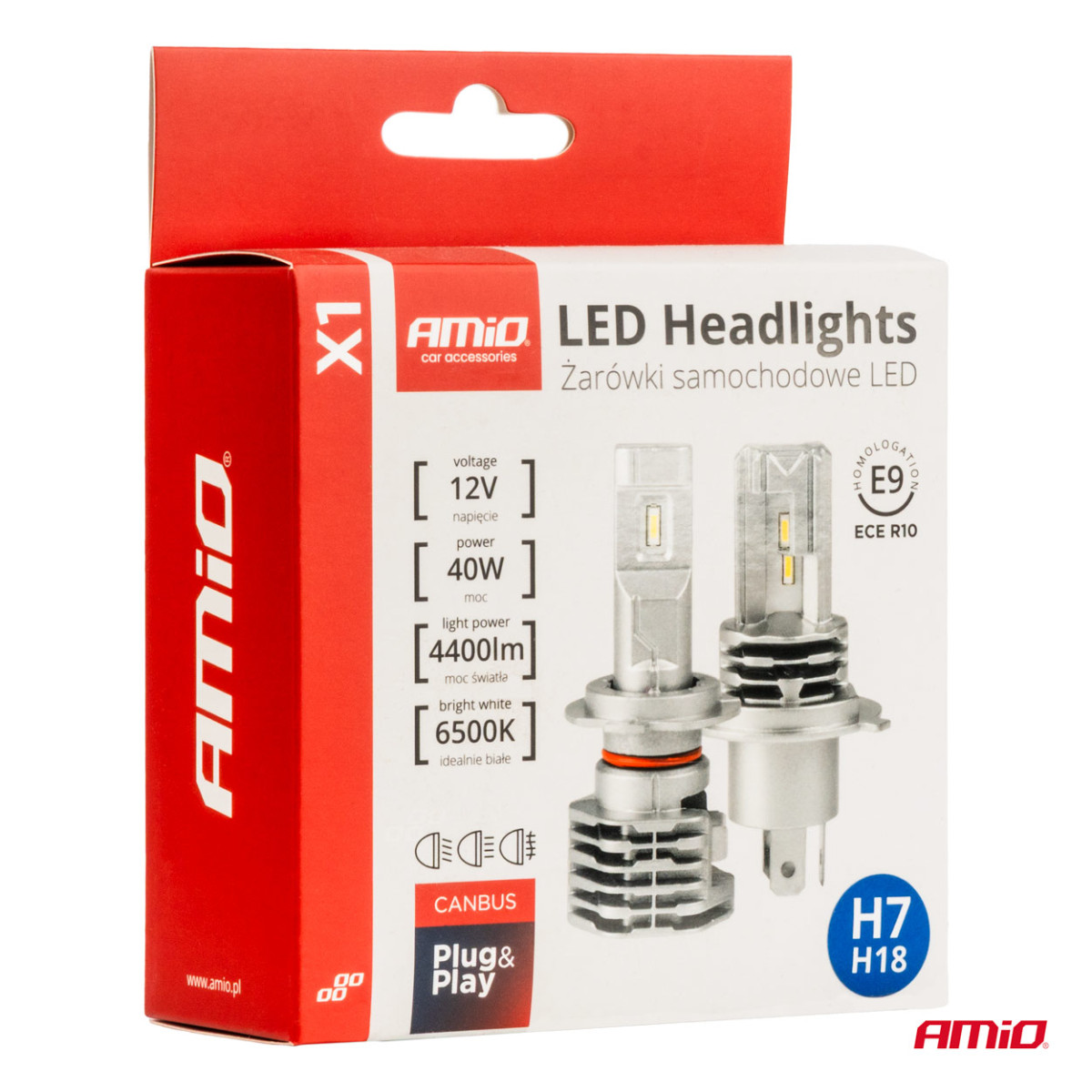 LED-ajovalon polttimot X1-sarja H7 AMiO-02966
