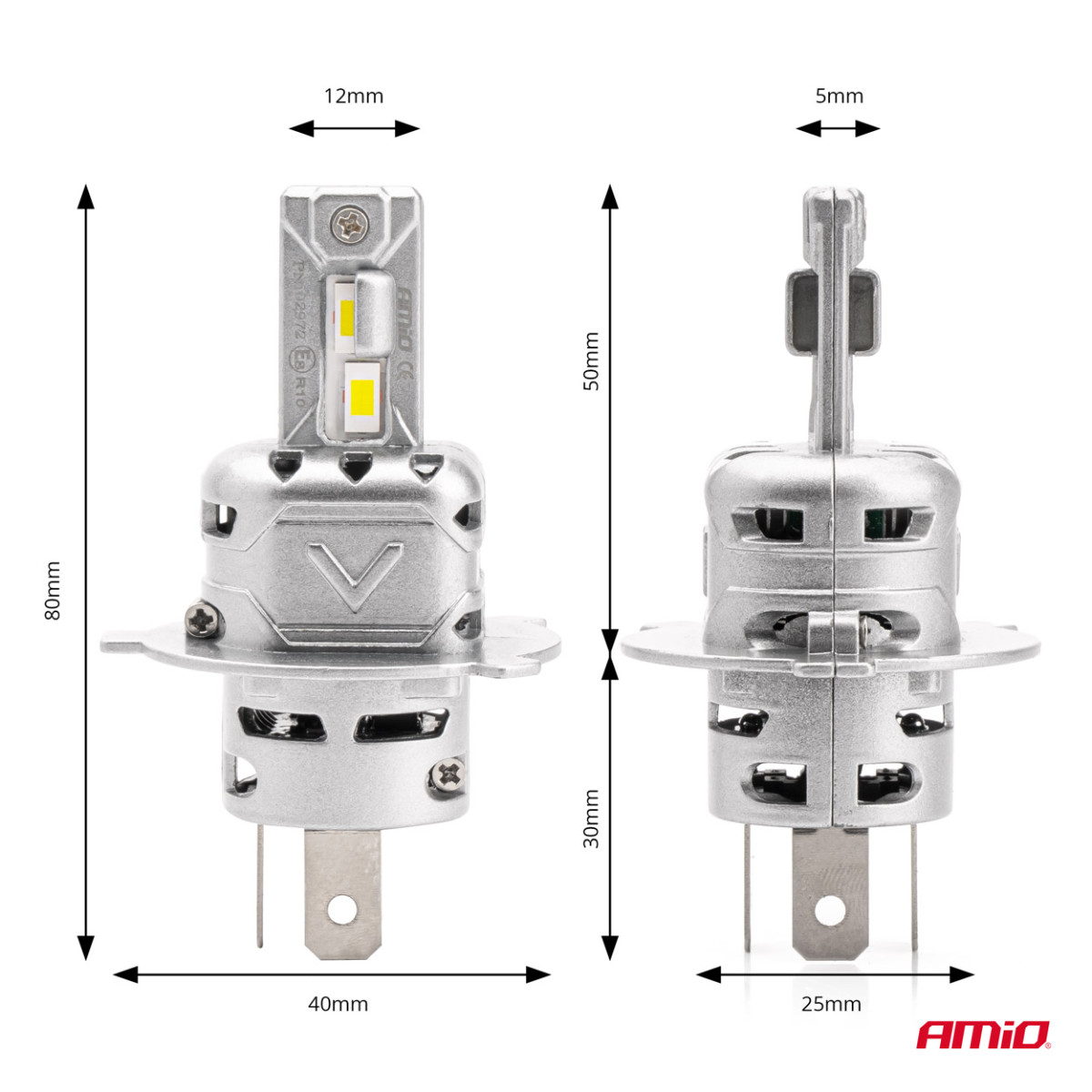 LED-ajovalon polttimot X2-sarja H4/H19 AMiO-02972
