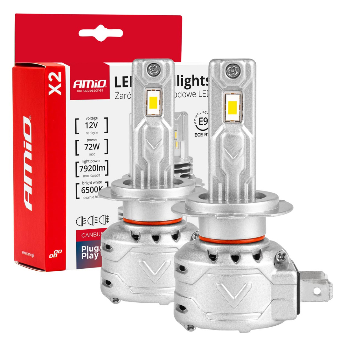 LED-ajovalon polttimot X2-sarja H7 AMiO-02973