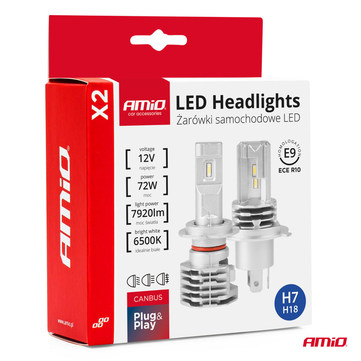 LED-ajovalon polttimot X2-sarja H7 AMiO-02973