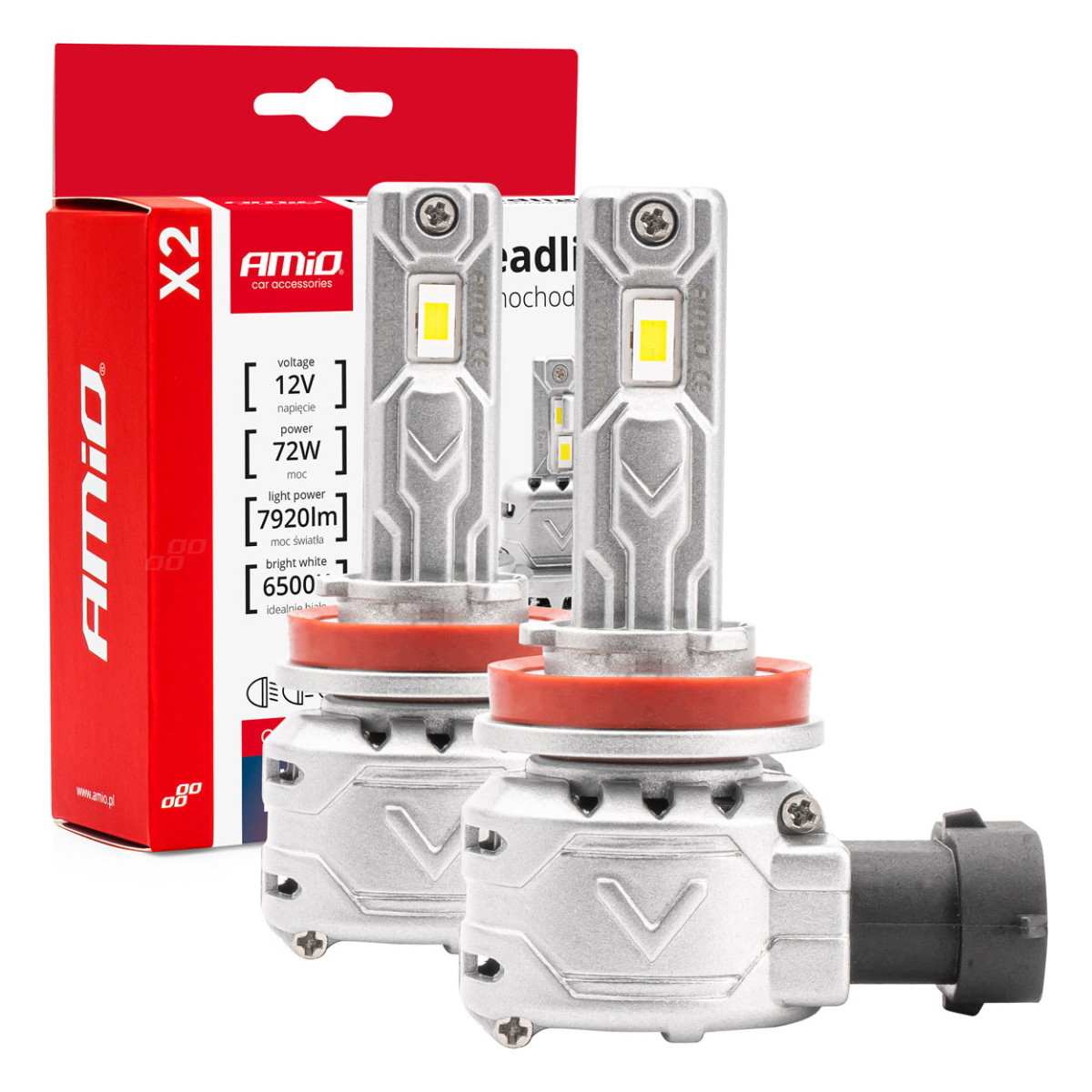 LED-ajovalon polttimot X2-sarja H8/H9/H11/H16 AMiO-02974