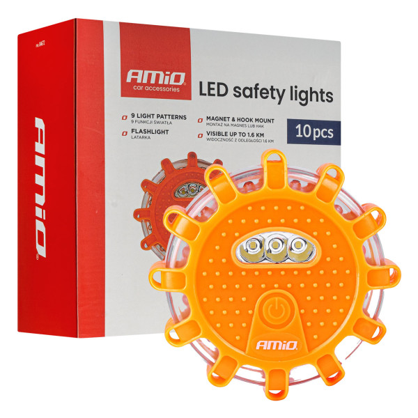 LED-hätävalot taskulampputoiminnolla 12SMD+3SMD, 10 kpl:n sarja. AMIO-04672