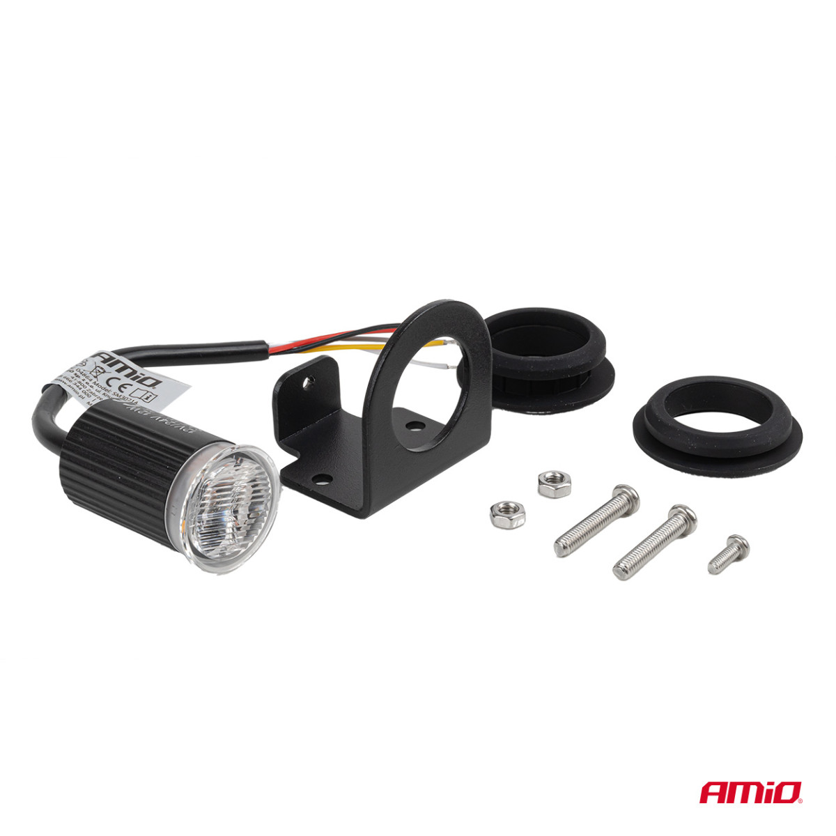 Pyöreä oranssi LED-varoitusvalo R65 12V / 24V 12W AMIO-04864