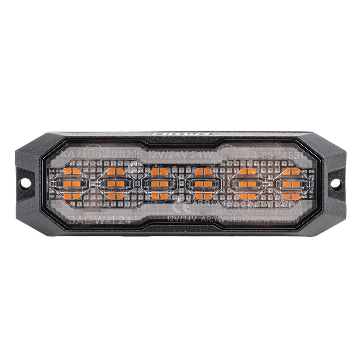 LED-varoitusvalo oranssilla äärivalolla R65 R148 12V/24V 24W AMIO-04860