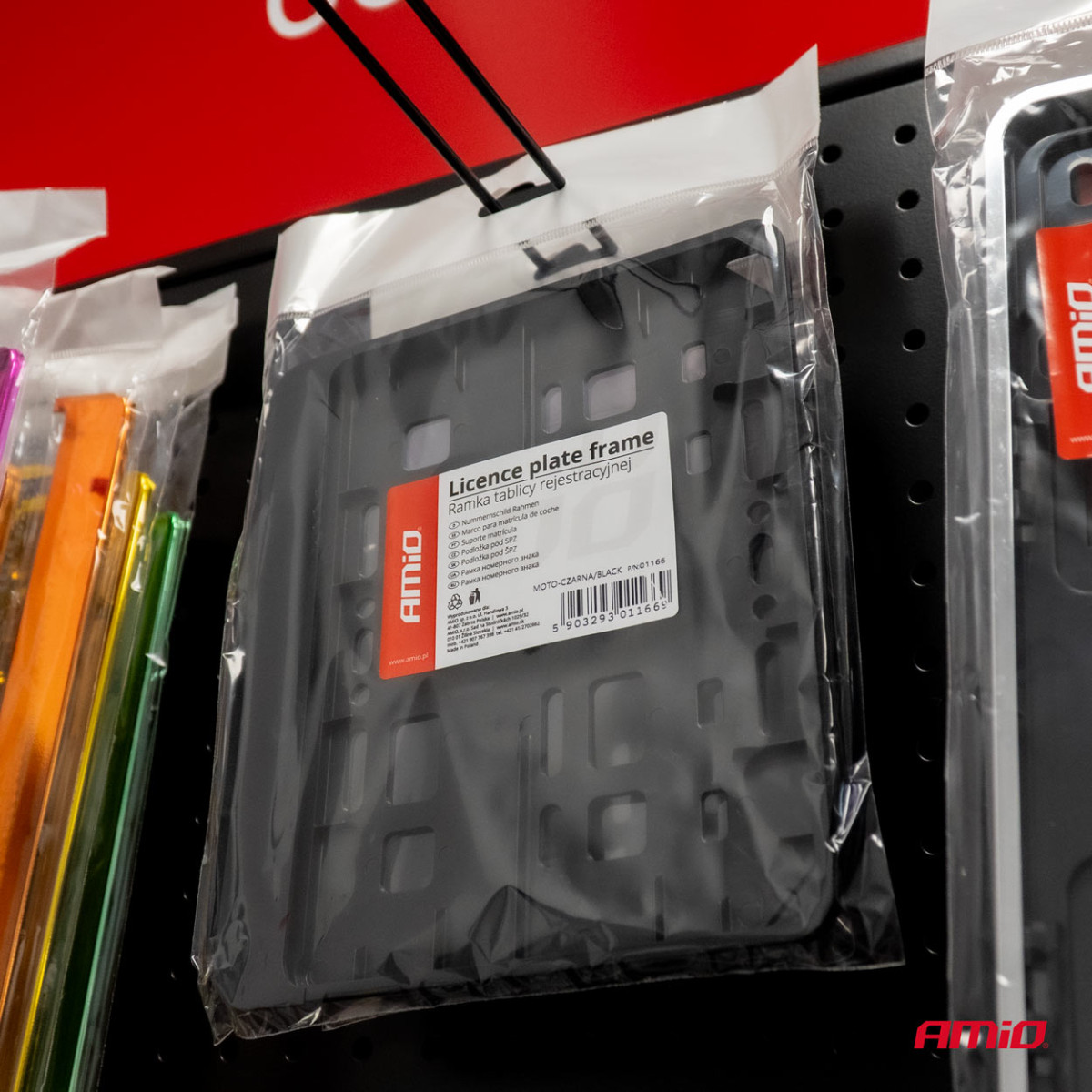 Moottoripyörän rekisterikilven pidike – musta, AMIO-01166