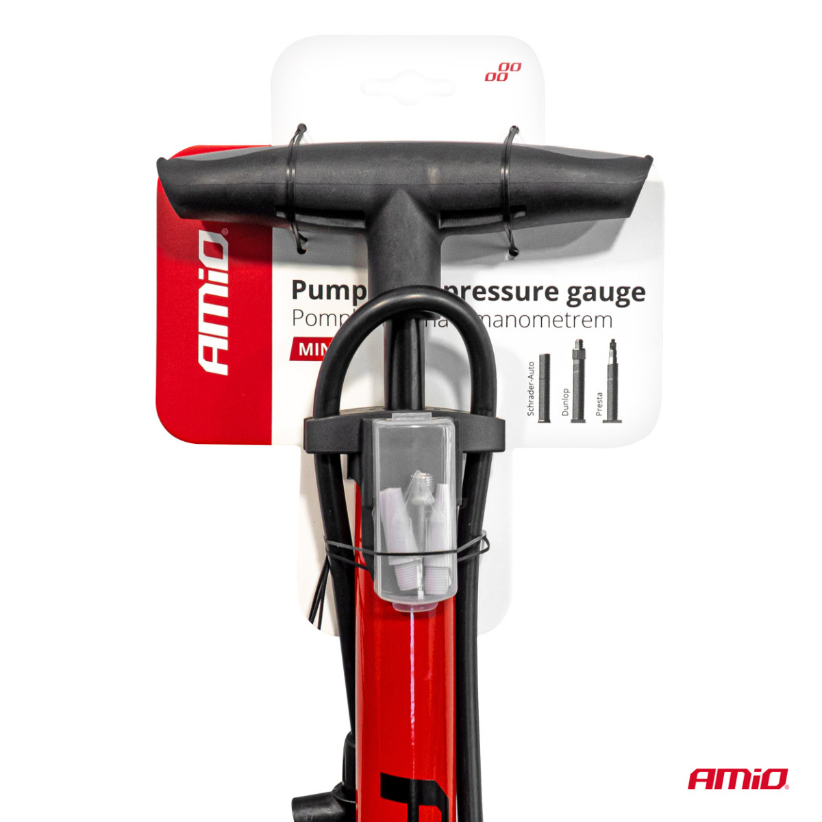 Metallinen käsipumppu painemittarilla MINI PU08 AMIO-04343