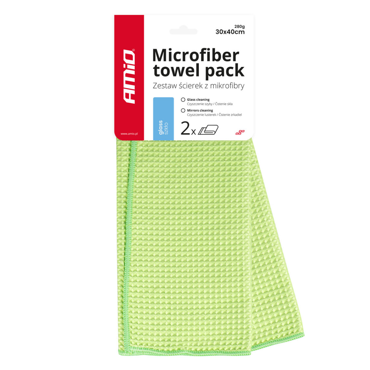 Mikrokuituliina lasille ja paksulle lialle 30×40 cm, 2 kpl. AMiO-03734