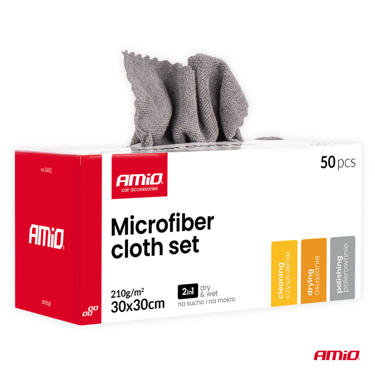 Mikrokuituliinasarja 50 kpl, 210 GSM, 30 × 30 cm AMIO-04492