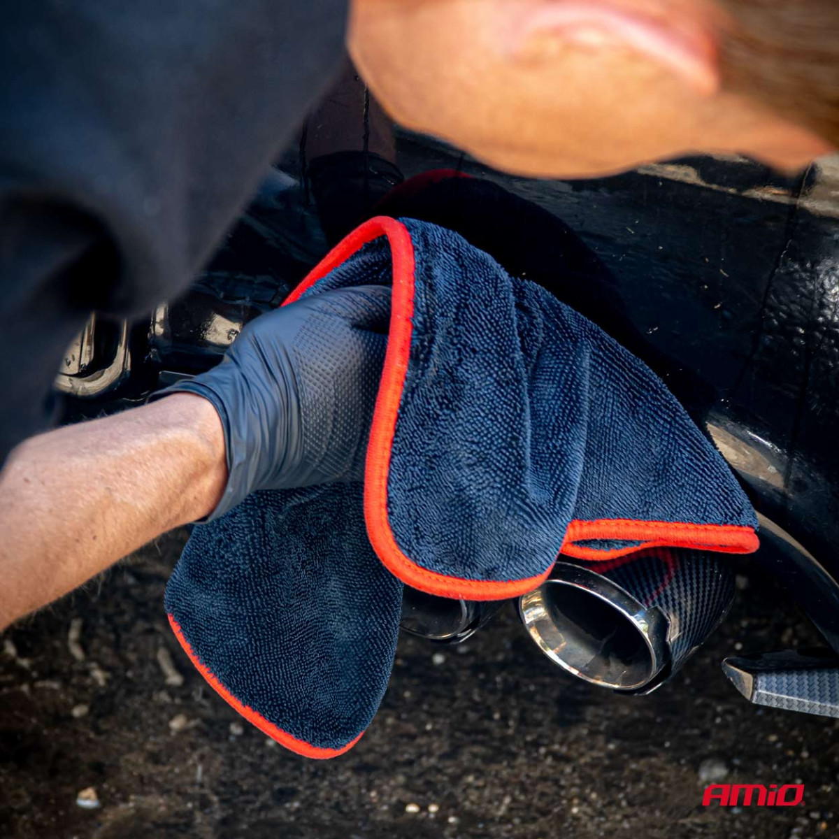 Kaksipuolinen mikrokuitupyyhe 1200 g/m² 30x40 cm, AMIO-04491