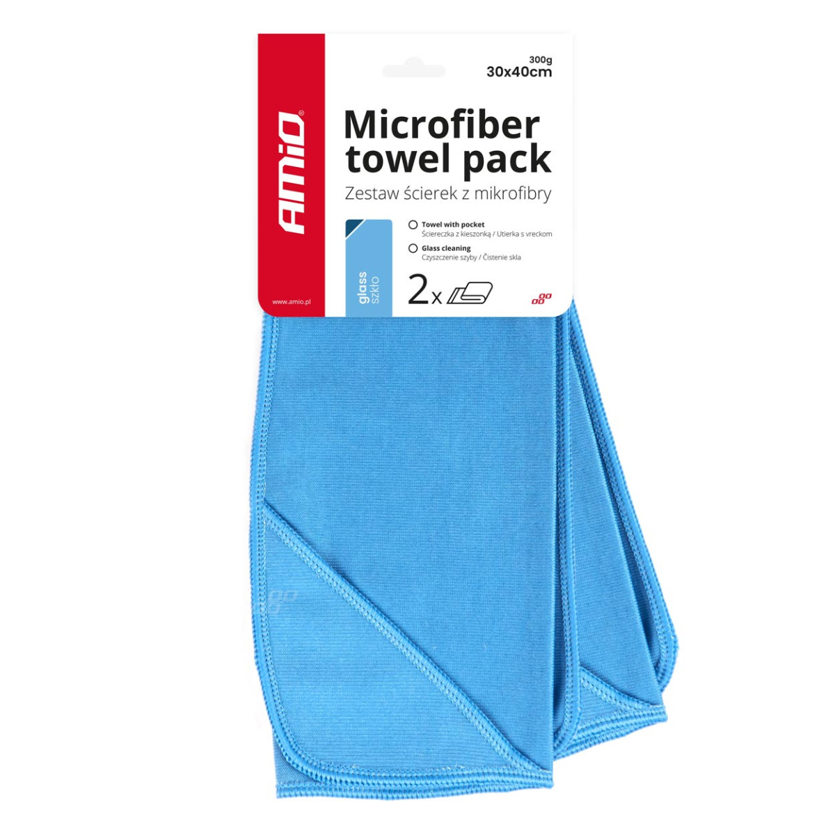 Mikrokuitulasiliinasetti 30x40 cm, 300 gsm, 2 kpl. AMIO-03732