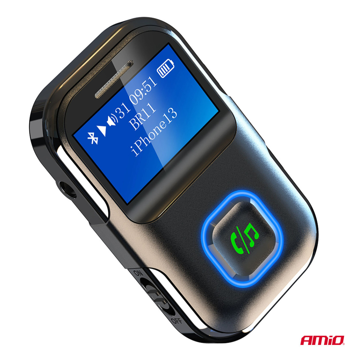 Minijakkiliitäntäinen Bluetooth-vastaanotin-lähetin LCD-näytöllä AMIO-04659