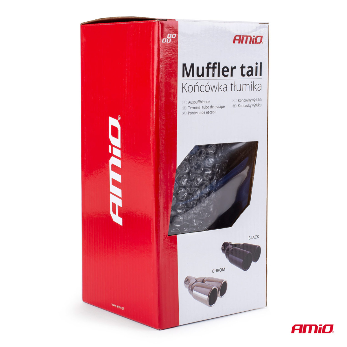 Äänenvaimentimen pää 35-50 mm, ruostumatonta terästä, musta, AMIO-02194