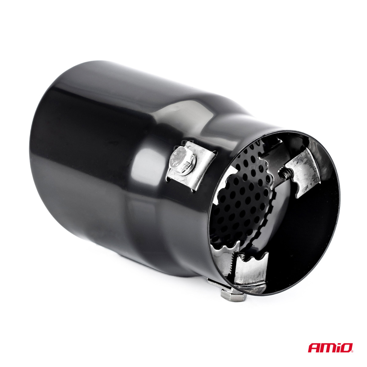 Äänenvaimentimen pää 43-62 mm, ruostumatonta terästä, musta, AMIO-01317