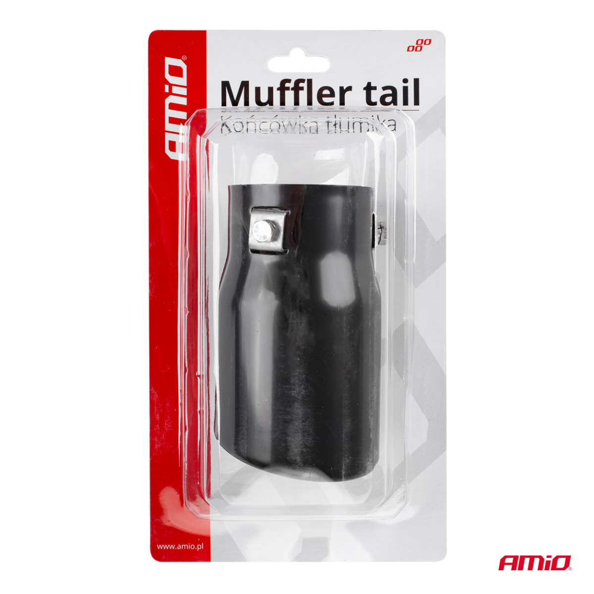 Äänenvaimentimen pää 43-62 mm, ruostumatonta terästä, musta, AMIO-01317