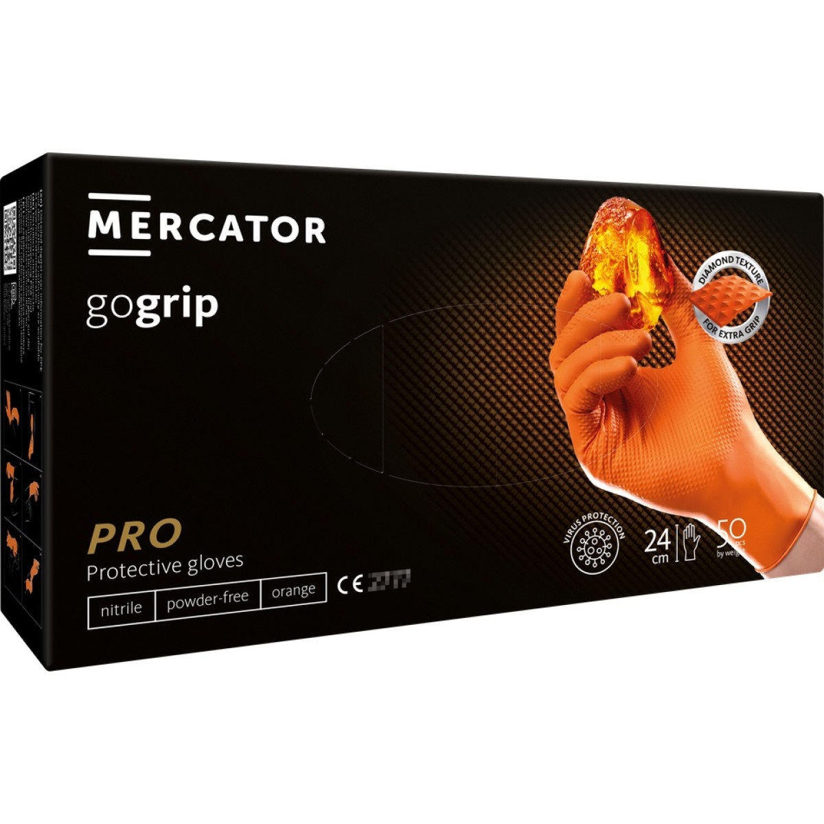 Nitriilikäsineet GoGrip Orange, koko L, 50 kpl.