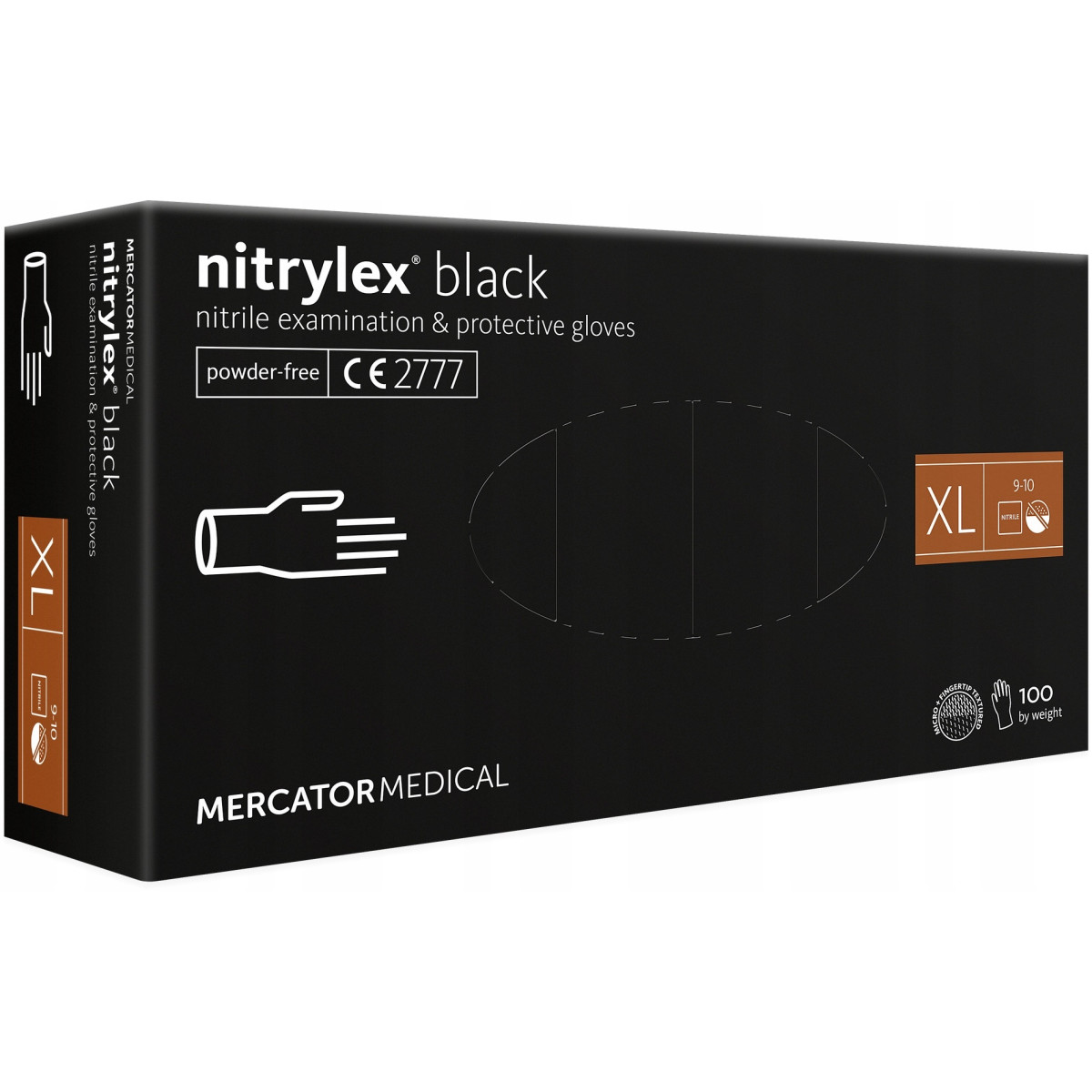 Suojaavat nitriilikäsineet Nitrylex Black, koko XL, 100 kpl.