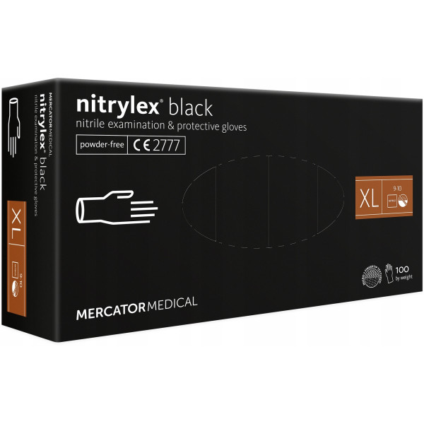 Suojaavat nitriilikäsineet Nitrylex Black, koko XL, 100 kpl.