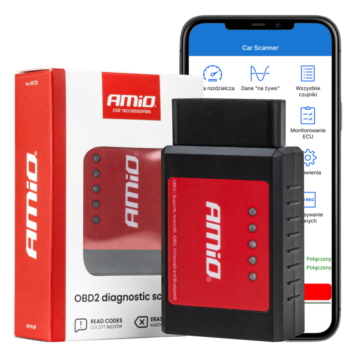 OBD2 BT XL -diagnostiikkaskanneri (Bluetooth) AMIO-04733