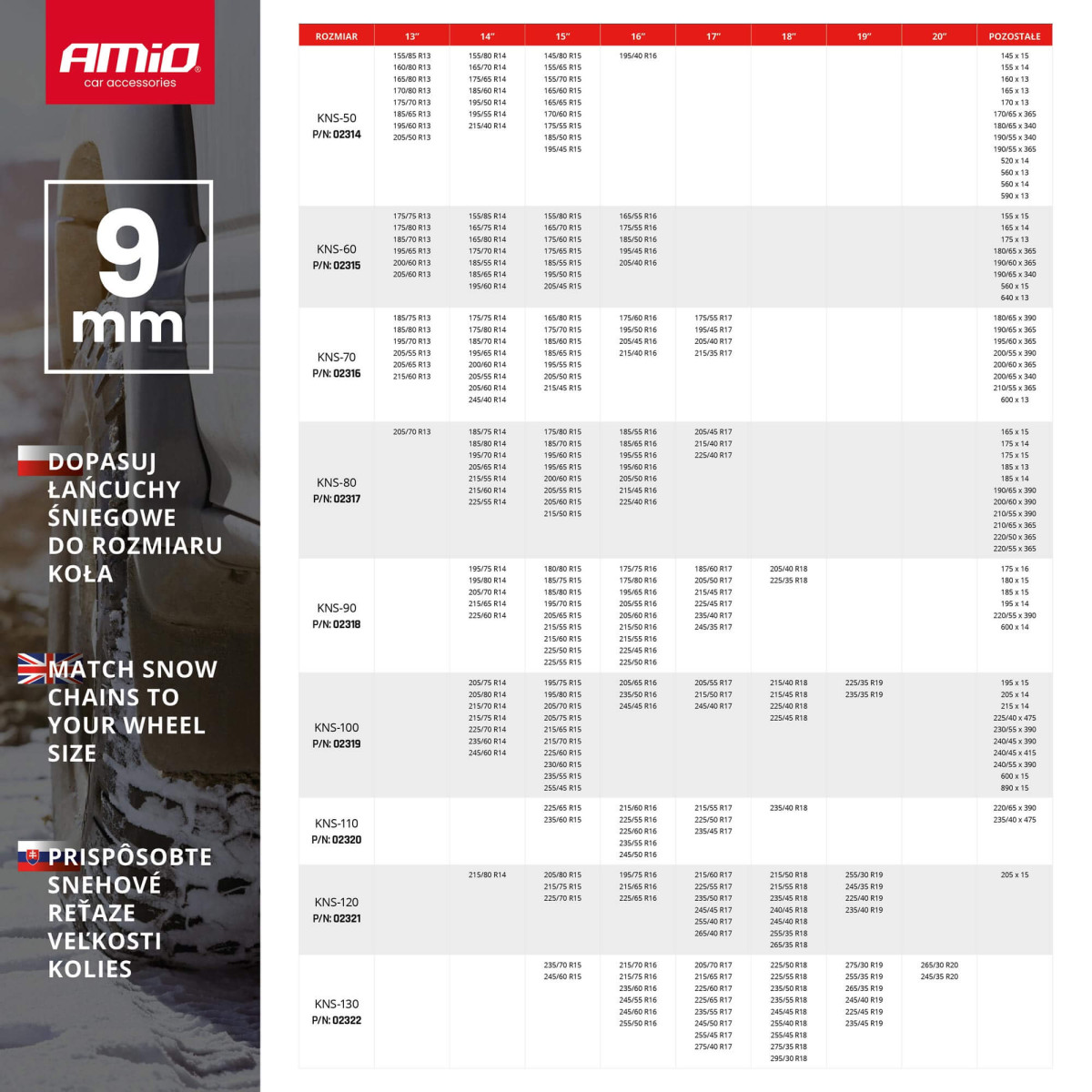 Lumiketjut 9 mm, KNS-130