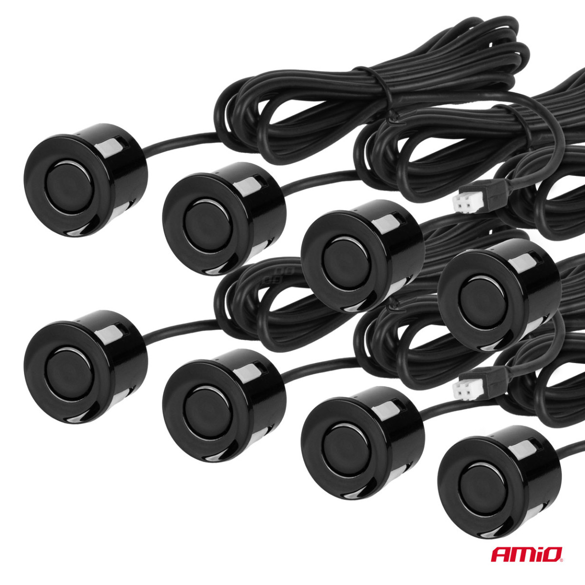 Pysäköintitutka LED, 8 mustaa anturia 22 cm AMIO-01560