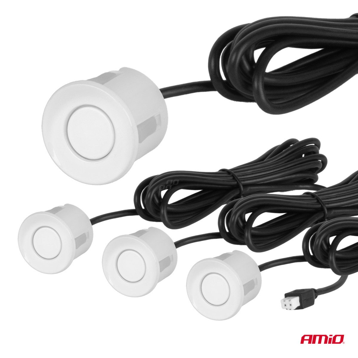 Pysäköintitutka LED COB, 4 valkoista anturia 22 mm AMIO-02283