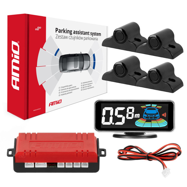 Pysäköintitutka LED-GRAF 3D, 4 mustaa anturia 19 mm, kuorma-autoille AMIO-03189