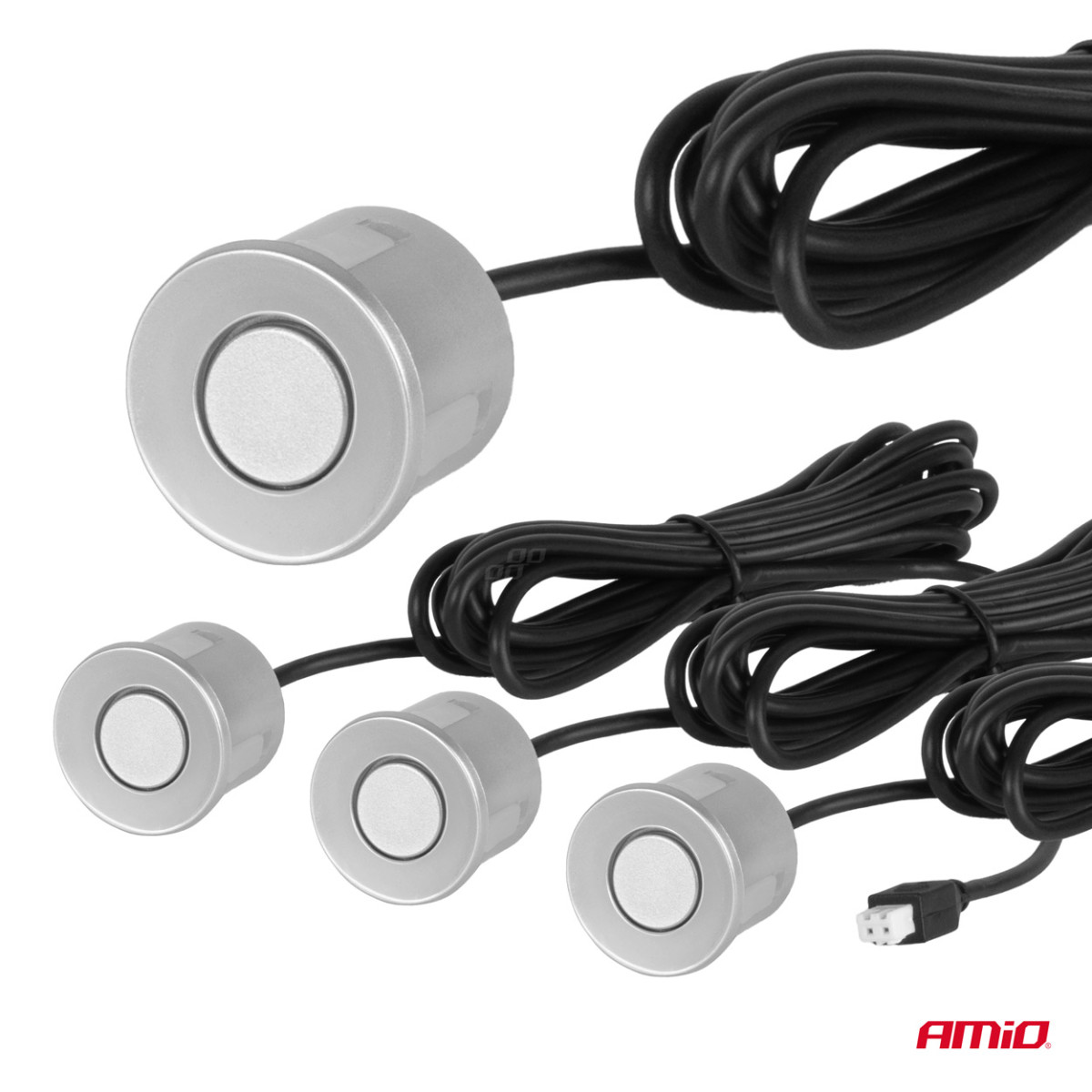 Pysäköintitutka LED-GRAF 3D, 4 hopeanväristä anturia 21,5 mm AMIO-03187