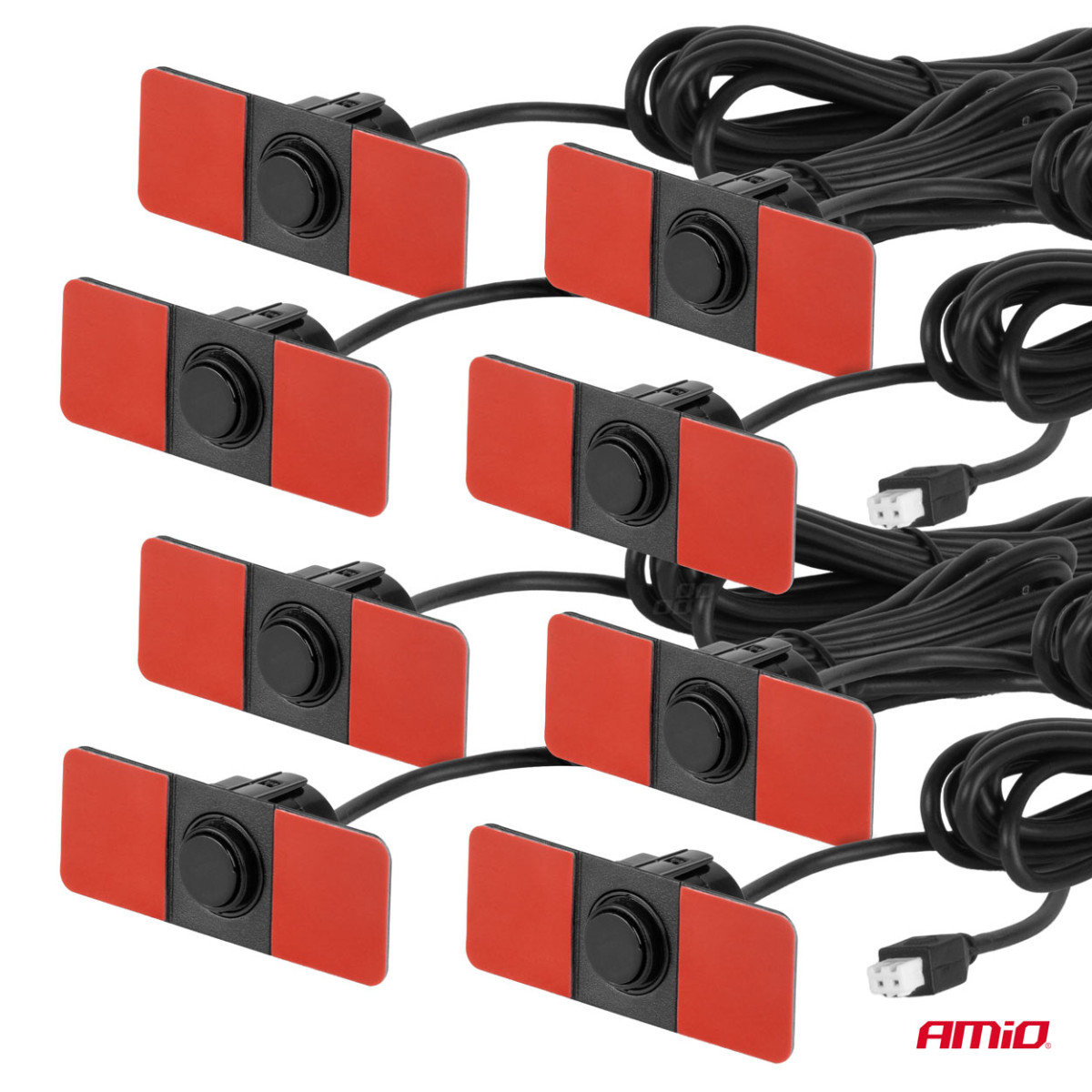 Pysäköintitutka LED-GRAF 3D, 8 mustaa anturia, sisäasennus 16,5 mm AMIO-03196