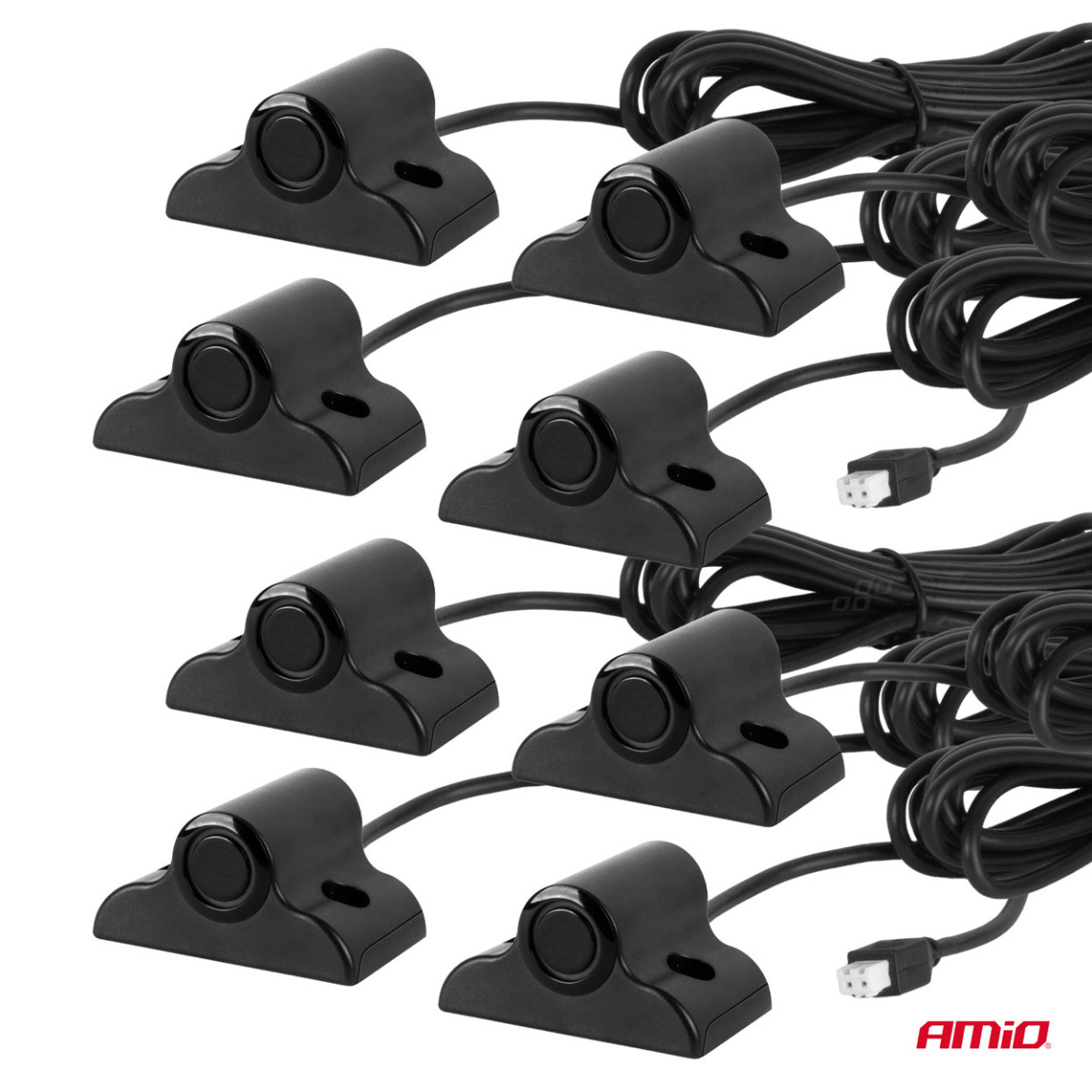 Pysäköintitutka LED-GRAF 3D, 8 mustaa anturia 19 mm, kuorma-autoille AMIO-03195