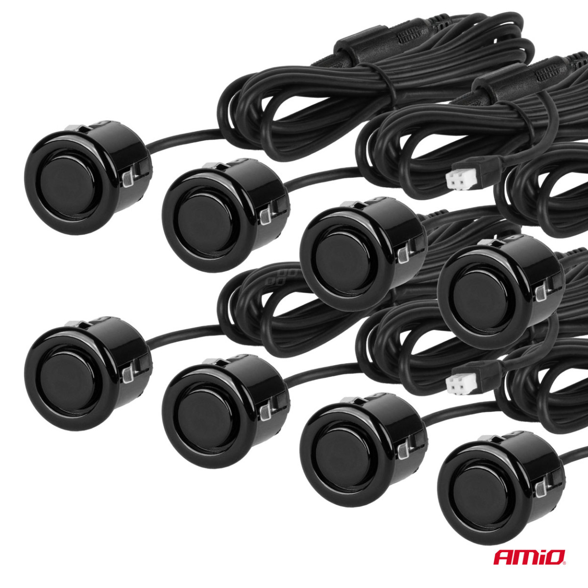 Pysäköintitutkasarja LED-GRAF, 8 mustaa anturia GOLD 18 mm AMIO-01605