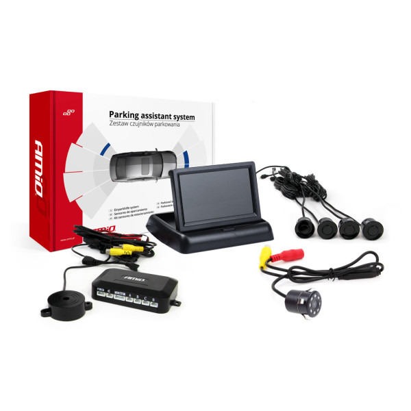 Pysäköintitutkajärjestelmä TFT02 4.3" HD-307-IR-kameralla, 4 mustalla sensorilla