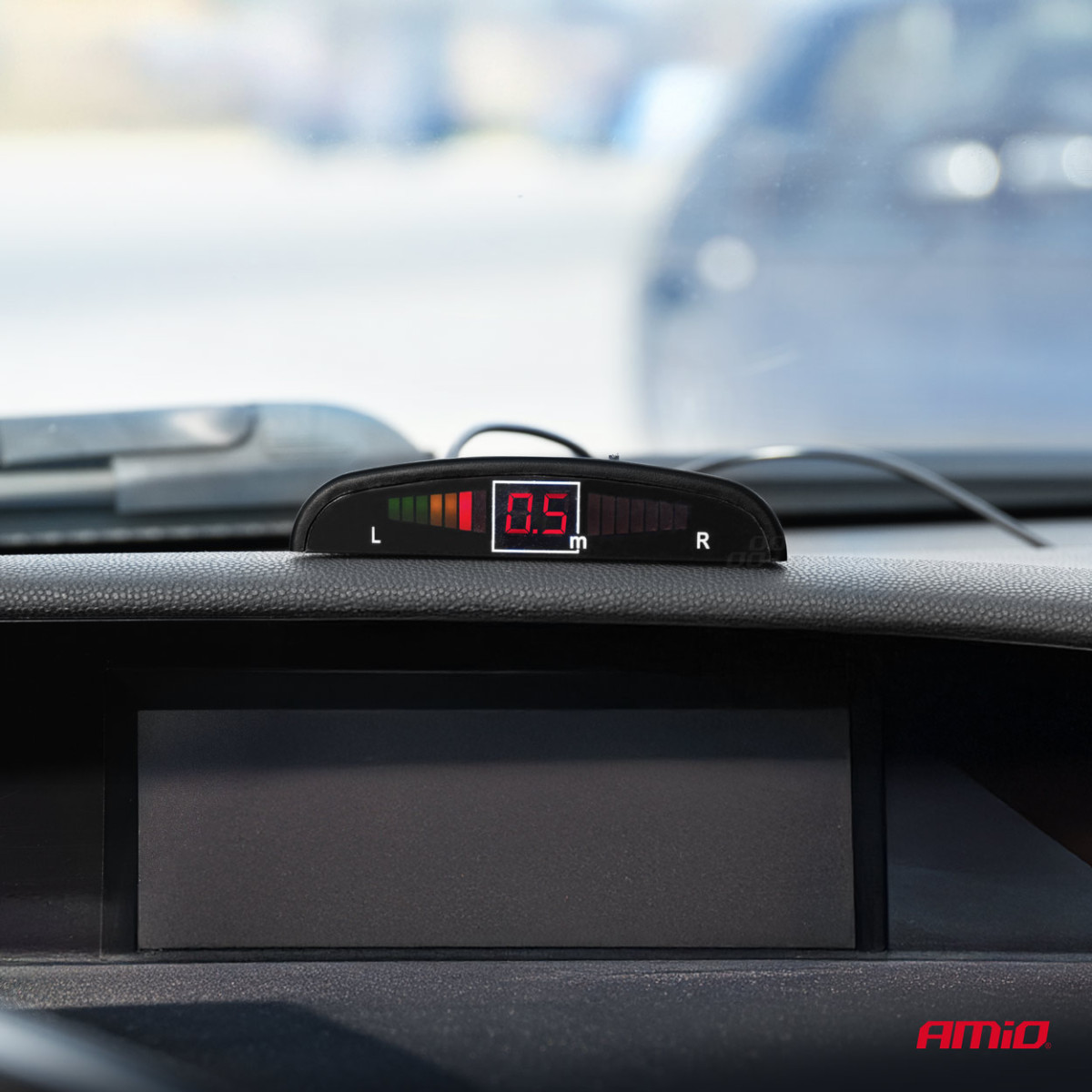 Pysäköintitutka LED, 8 hopeanväristä anturia 22 mm AMIO-01598