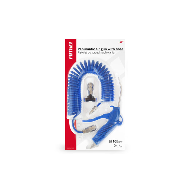 Paineilmapuhalluspistooli letkulla ja T-liittimillä 10 ATM AMIO-02158