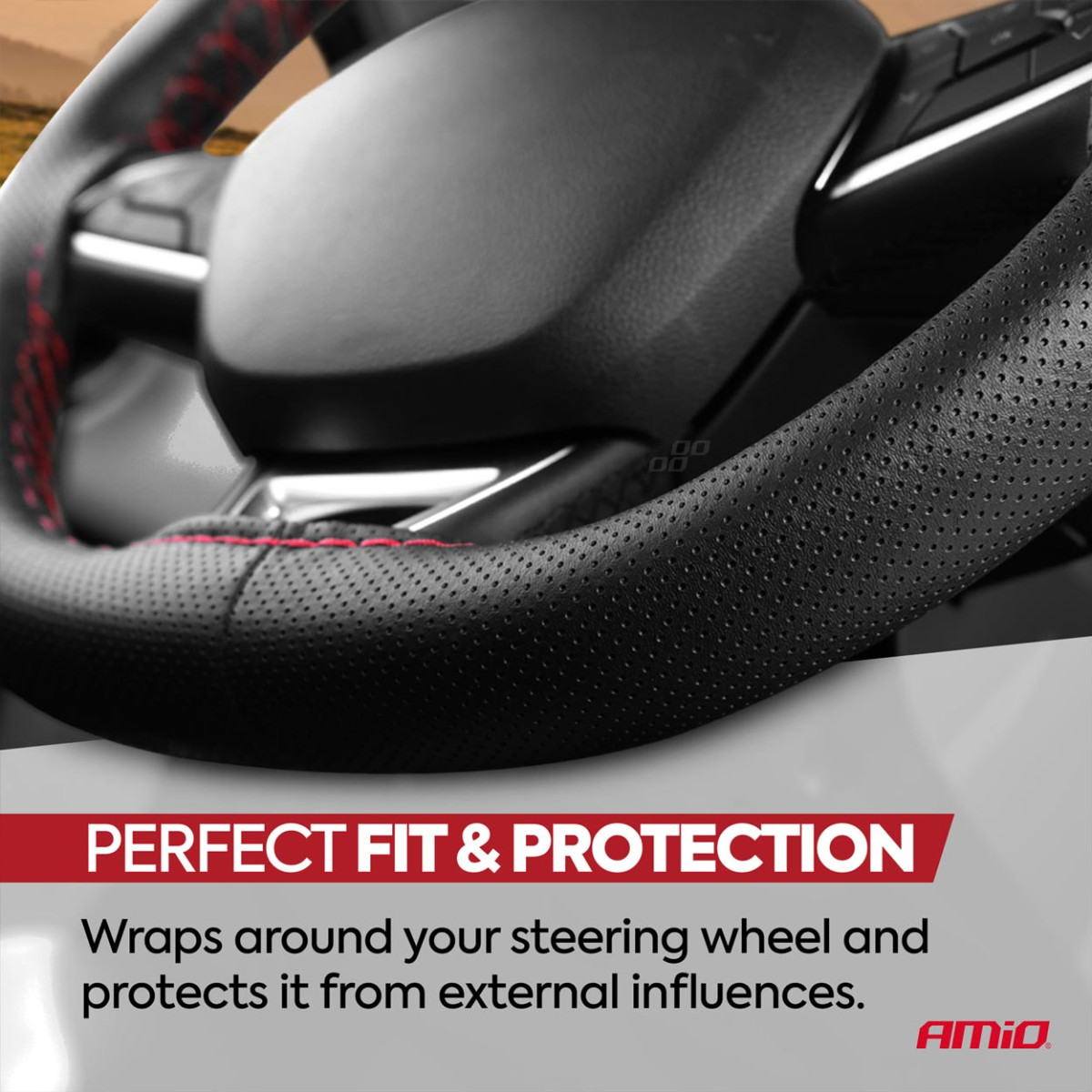 Rei'itetty ratin suojus neulalla ja langalla 38-39 cm - mustat/punaiset ompeleet