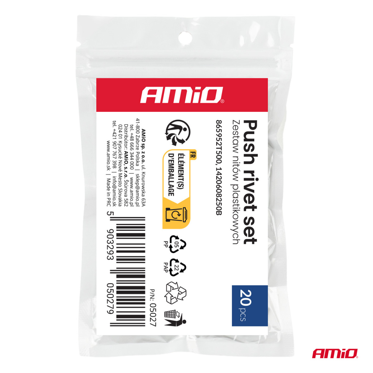 Muoviniittisarja, 20 kpl, AMIO-05027