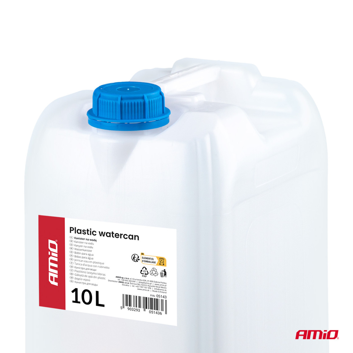 Muovinen vesisäiliö hanalla, 10 l, AMIO-05143